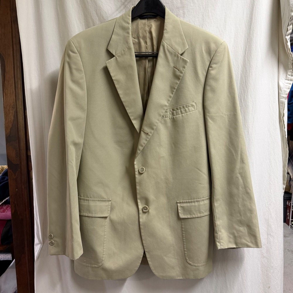 Brooks Brothers Mens Khaki Tan Cotton Blend 2 Button Blazer Sport Coat Size 43L